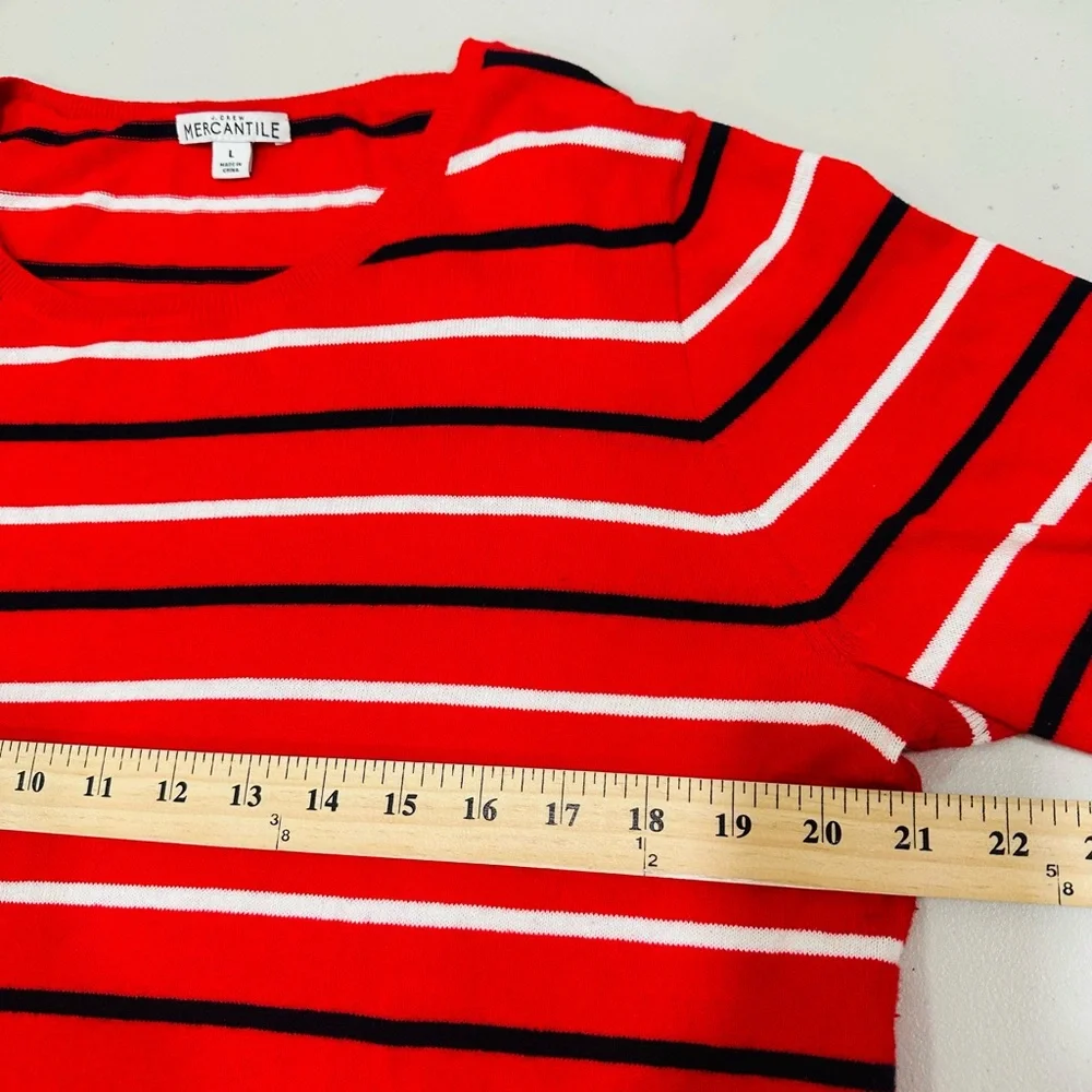 J.crew Mercantile‎ Sweater Large Coral Pink & Navy Stripe Preppy Classic